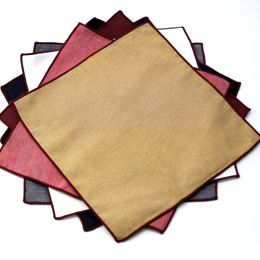 Solid Striped Brown Pocket Squ - Handkerchief Cotton Men ulasan dan harga