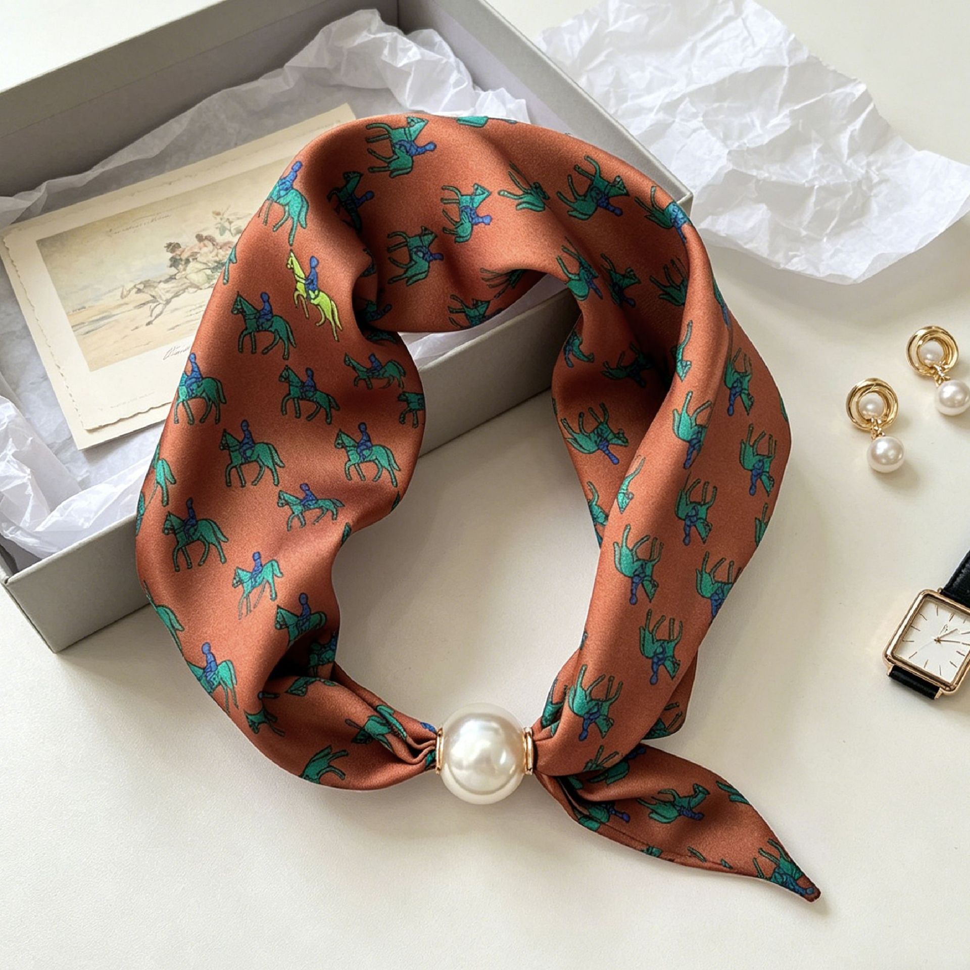 Luxury Knight Pearl Magnetic S - Ascot Neck Scarf ulasan dan harga