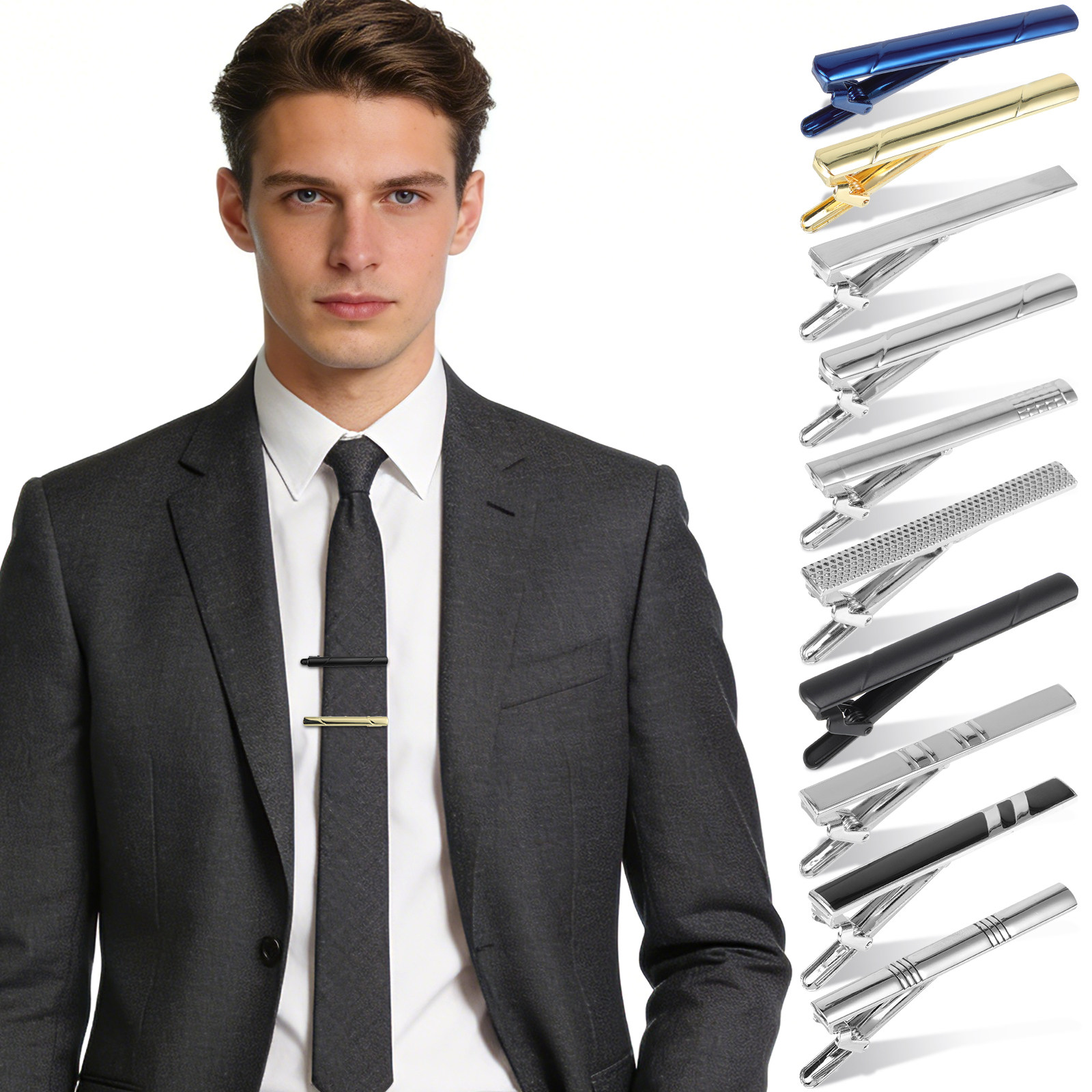 10Pcs Tie Clip Set for Men Bus - Tie Bar Set Gift ulasan dan harga