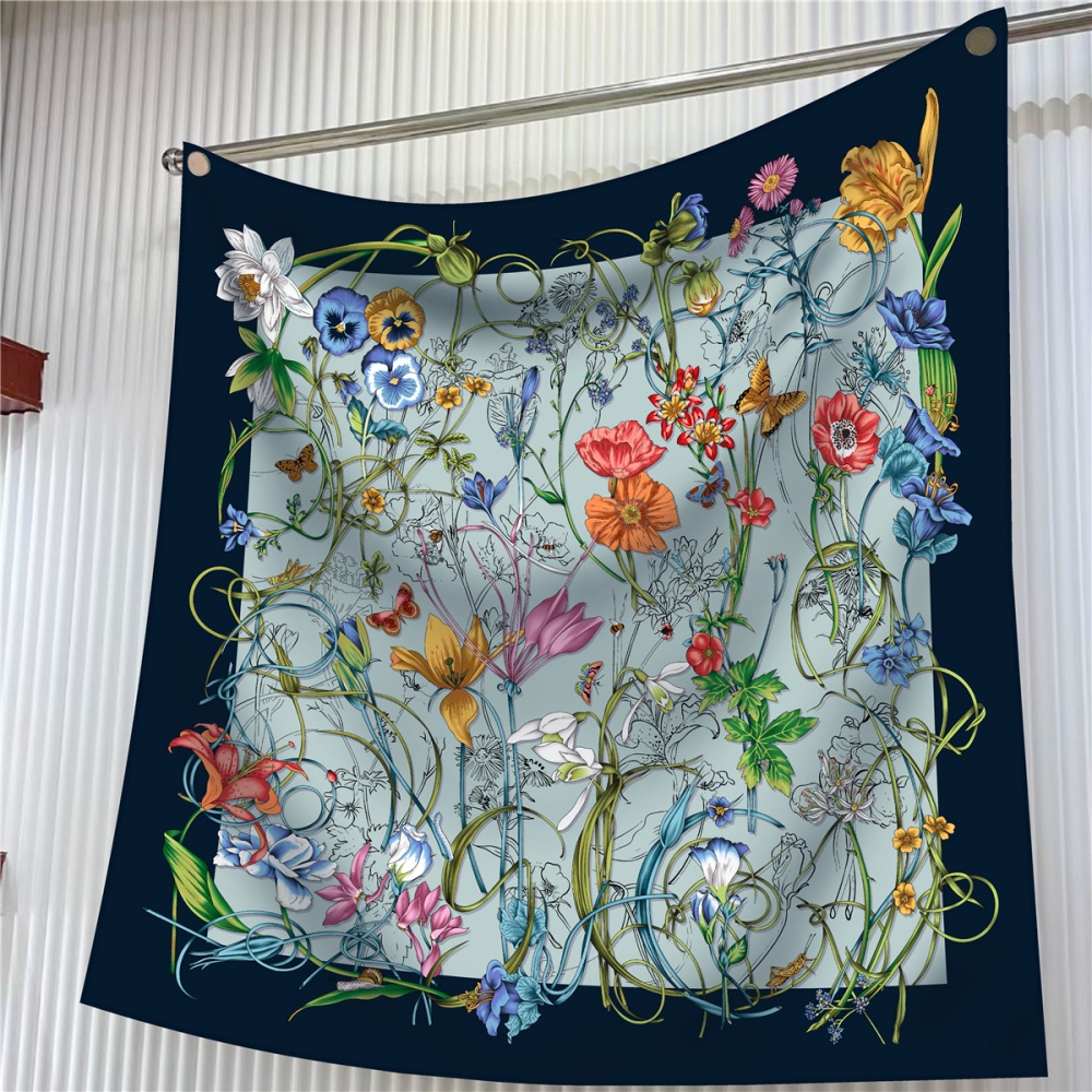 Silk Scarf Women Floral Printe - Scarf Silk Square ulasan dan harga