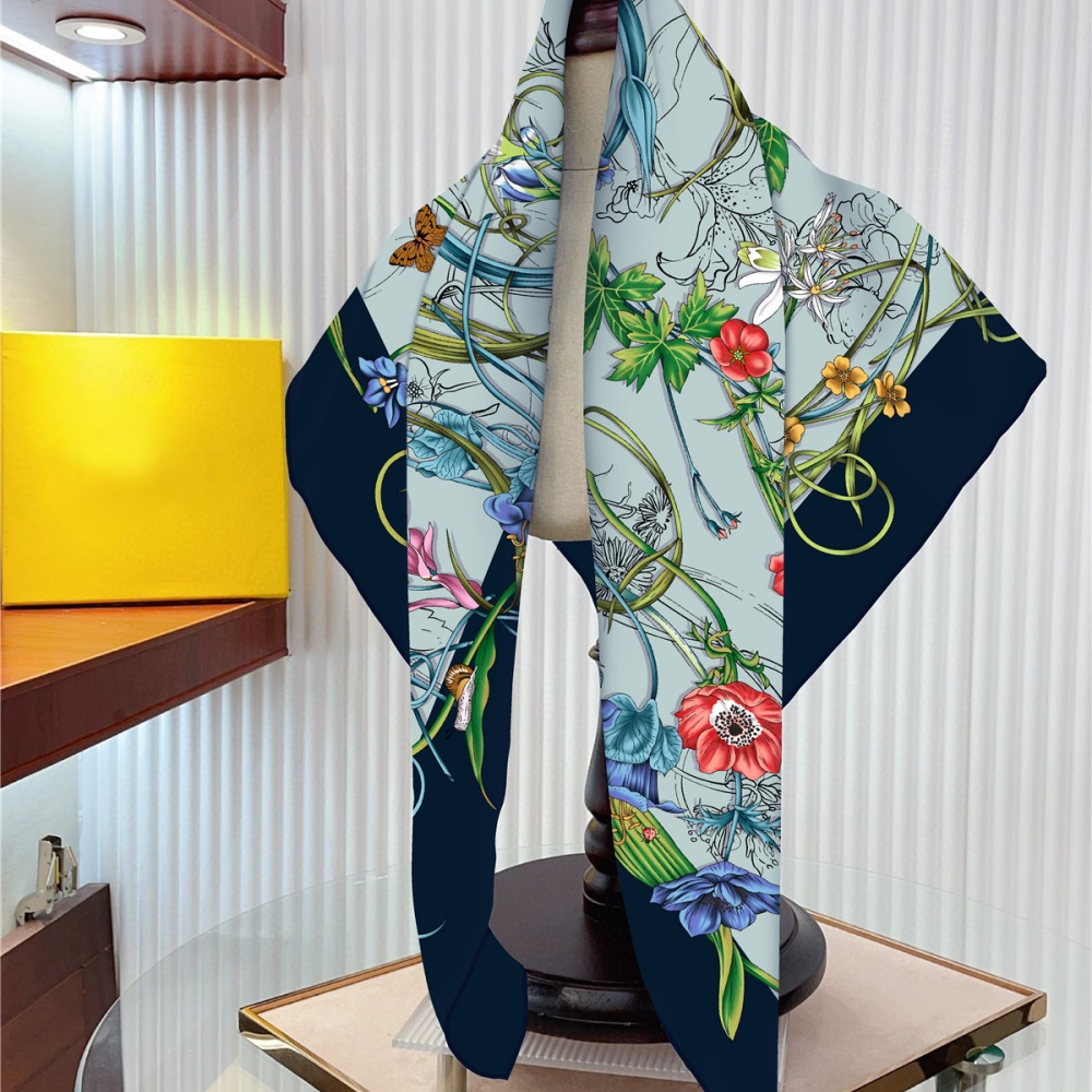 Silk Scarf Women Floral Printe - Scarf Silk Square ulasan dan harga