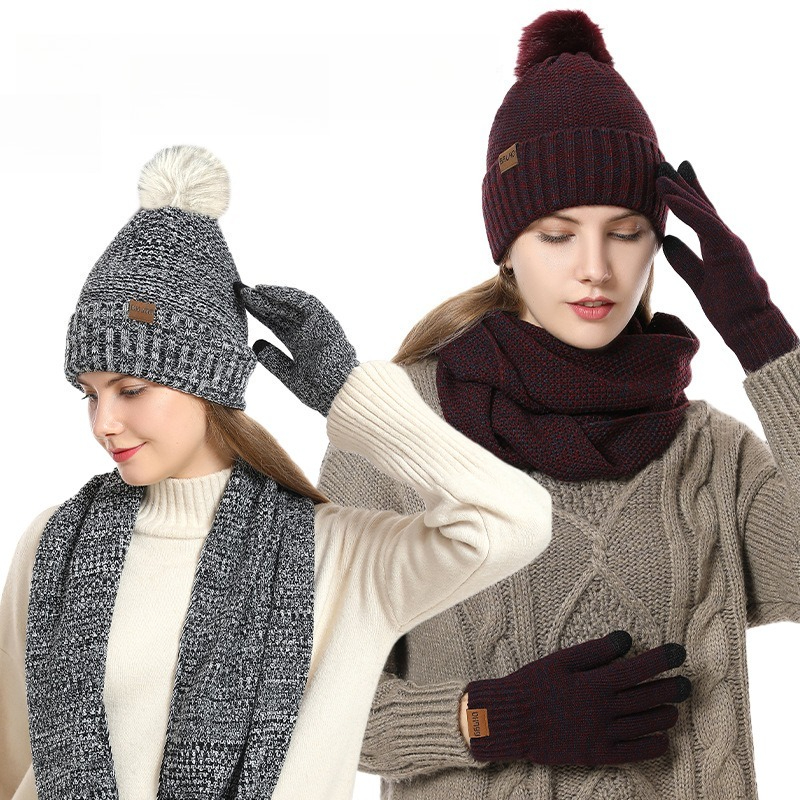 Women Winter 3Pcs Fleece Lined - Infinity Scarf Knit ulasan dan harga