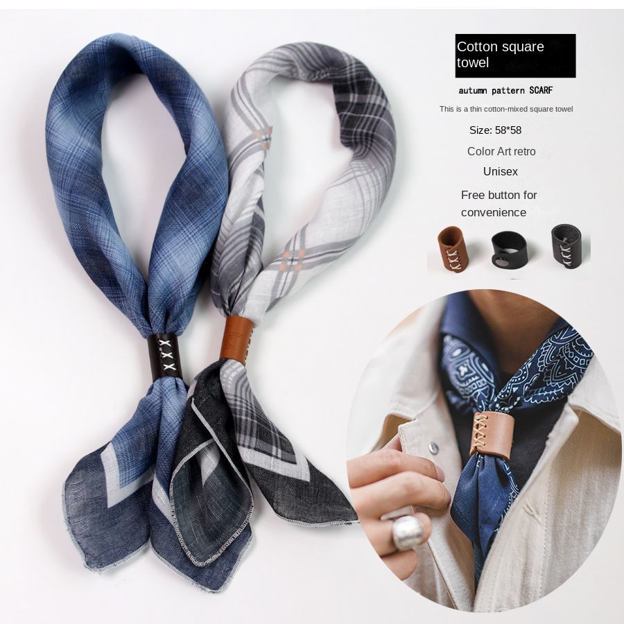 Men's Square Scarf with Button - Scarf Silk Square ulasan dan harga