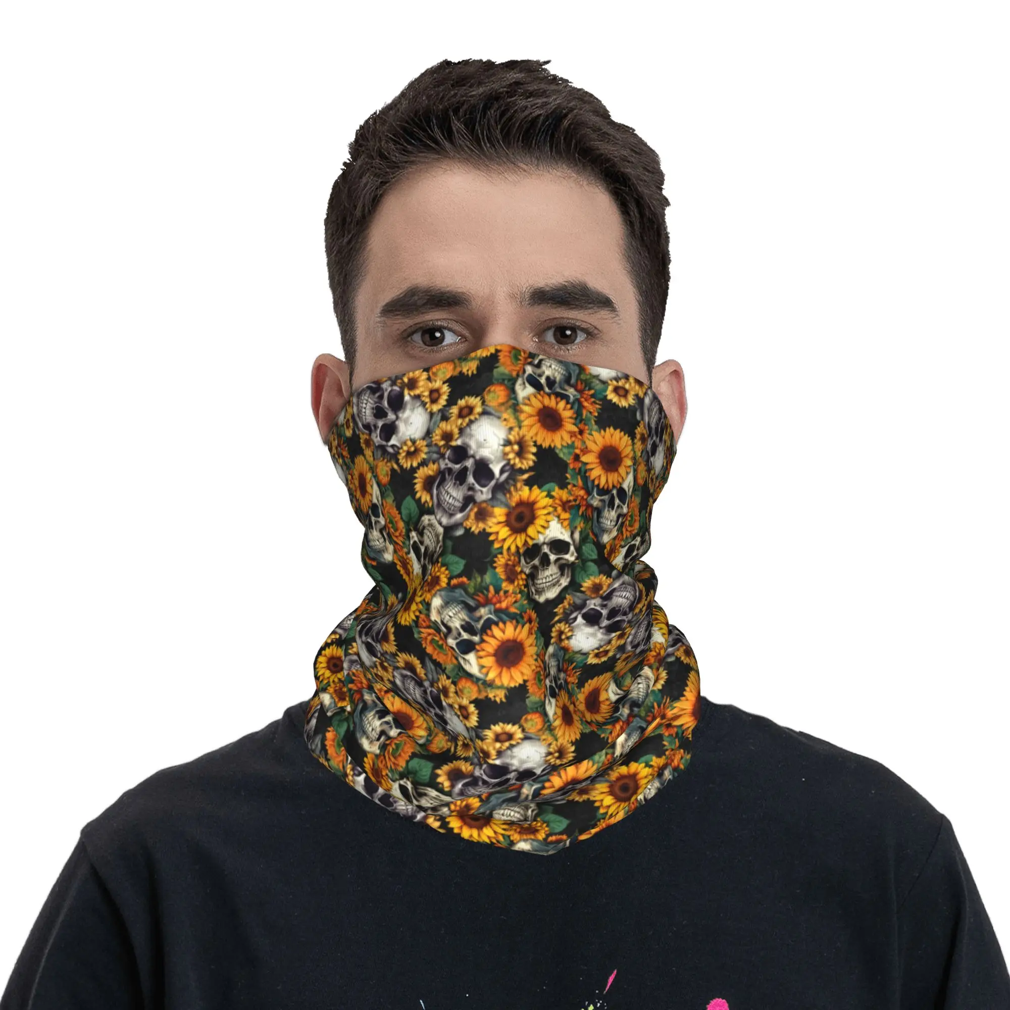 New Goth Sunflower SKull Banda - Neck Warmer Tube ulasan dan harga