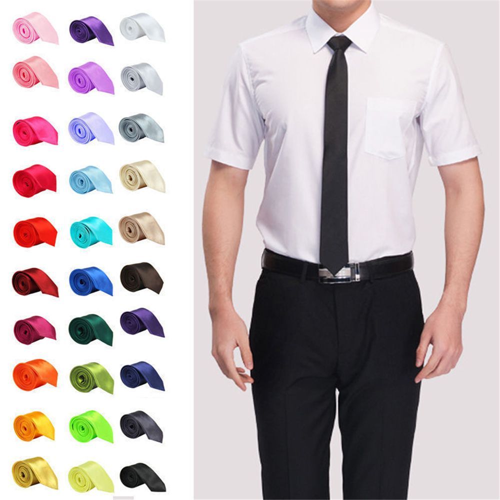 Slim Skinny Solid Neck Necktie - Skinny Tie Men ulasan dan harga