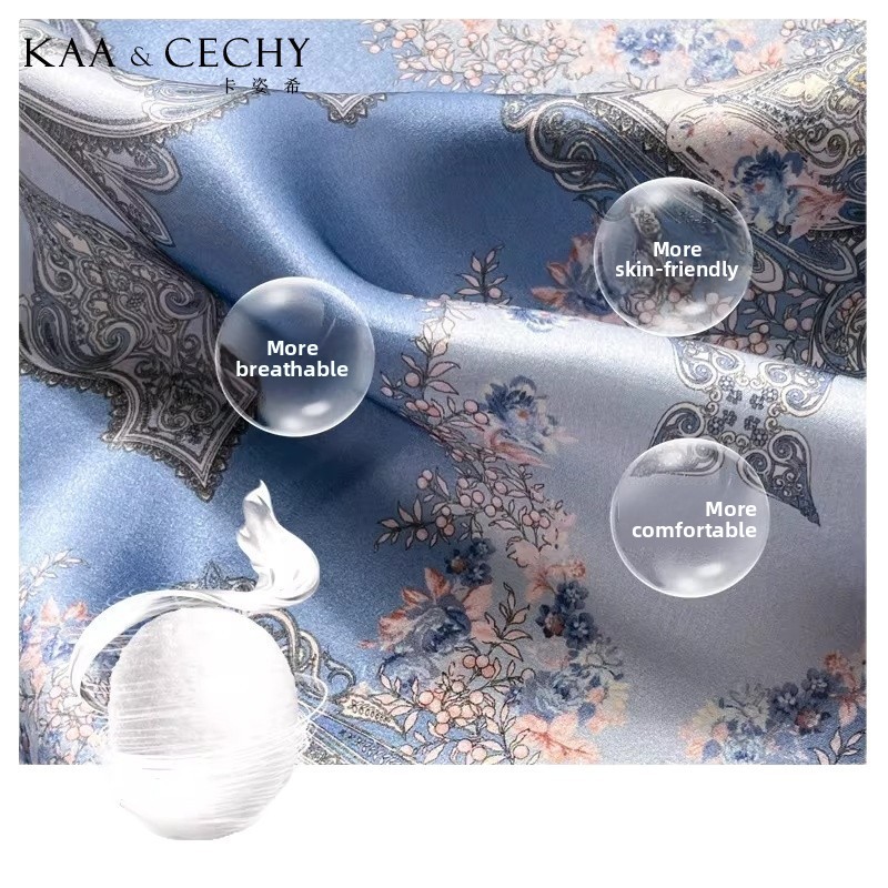Baroque Floral 100% Mulberry S - Ascot Neck Scarf ulasan dan harga