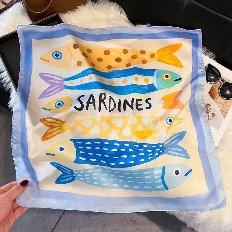 Fashion Fish Pattern Square Si - Scarf Silk Square ulasan dan harga