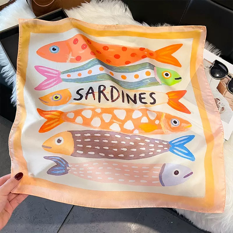 Fashion Fish Pattern Square Si - Scarf Silk Square ulasan dan harga